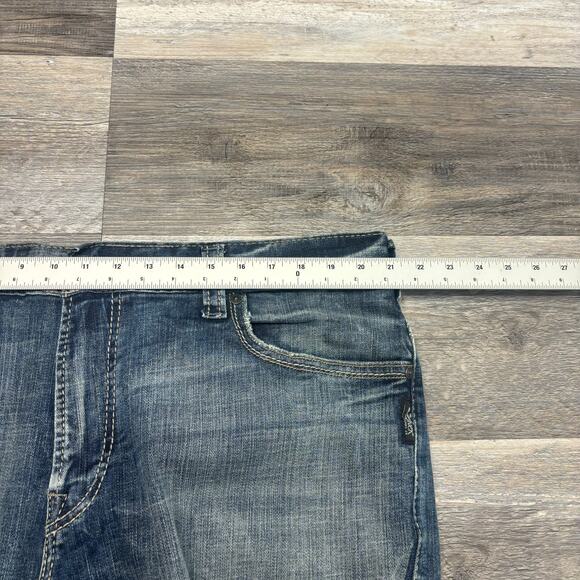 Vintage Silver Jeans Faded Blue Mens 40x30 Straight Stretch Mid Wash Denim Jeans - Picture 7 of 13